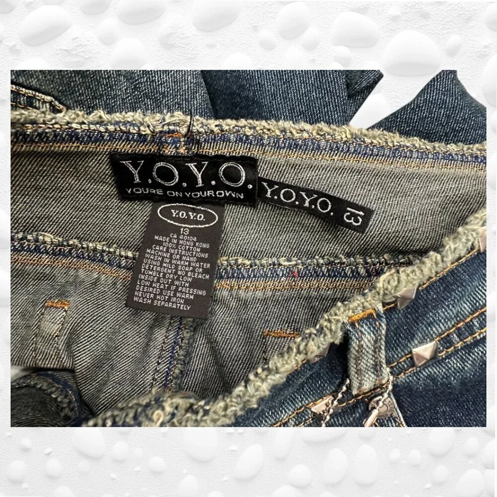 Vintage YOYO Low Waist Bootcut Studded Raw Waistband Jeans - Size 13 NWT - Picture 6 of 7